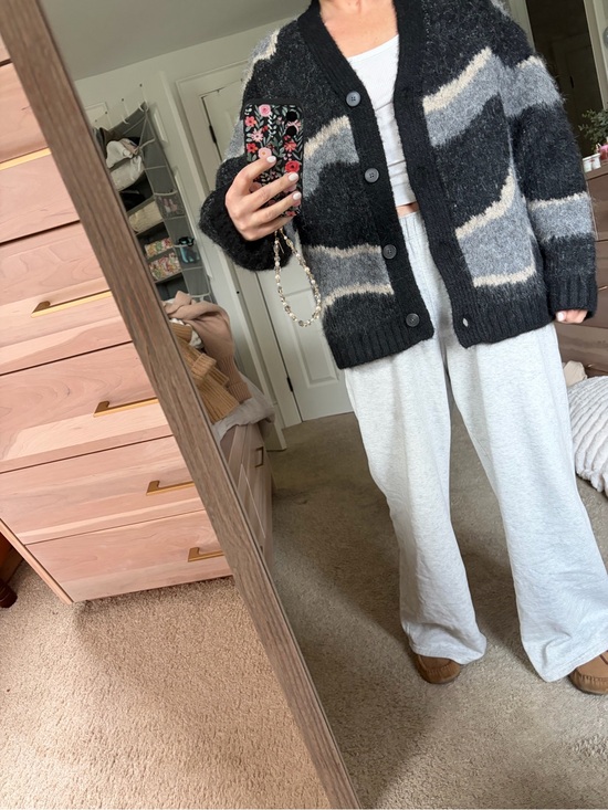 OAK + FORT Sweaters - OAK + FORT Black and Gray Textured Knit cardigan Sweater size small